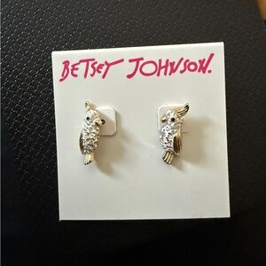 Betsey Johnson Gold and Silver Owl Earrings